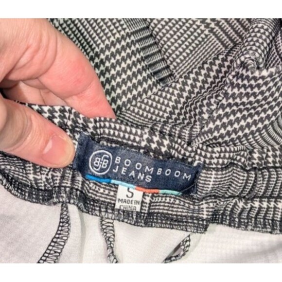 Boom Boom Jeans Pants S Women's Plaid Tuxedo Stripe Drawstring Waist Pockets - Picture 6 of 7